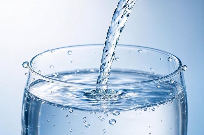 Agua purificada sirviéndose en un vaso